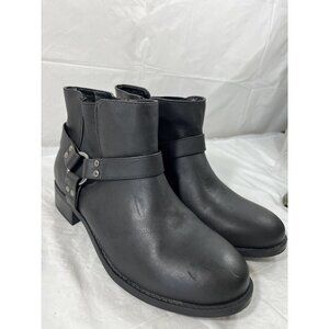 Aukusor Womens Sz 7.5  Ankle Boots  Black Harness